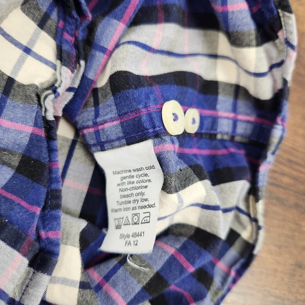 J.Crew Mens Long Sleeve Button Down Washed Tartan Purple Pink White Plaid Medium - Picture 5 of 8